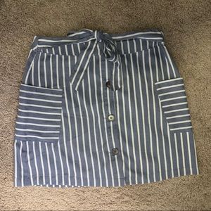 NWOT Blue and White Striped Button Up Mini Skirt